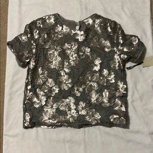 Gray Sequin Boxy Blouse